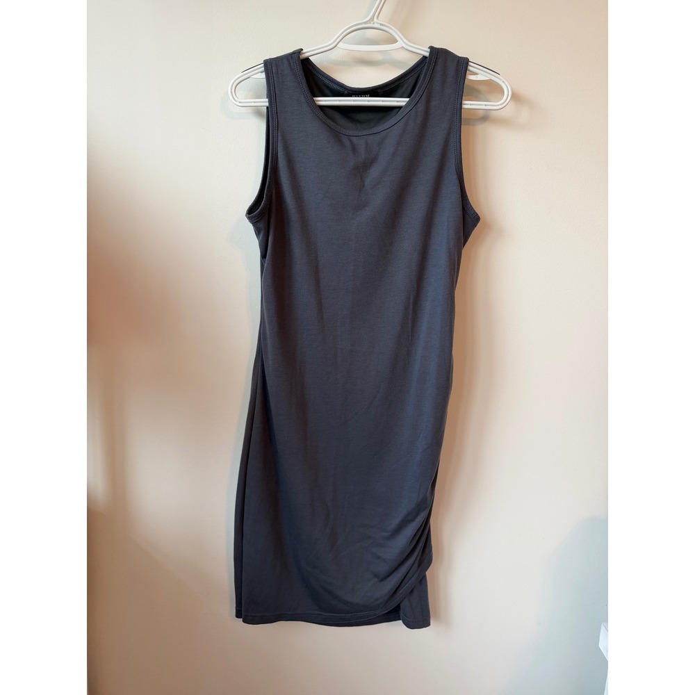 BTFBM Womens Charcoal Gray Ruched Side Tank Dress Sleeveless Bodycon Medium